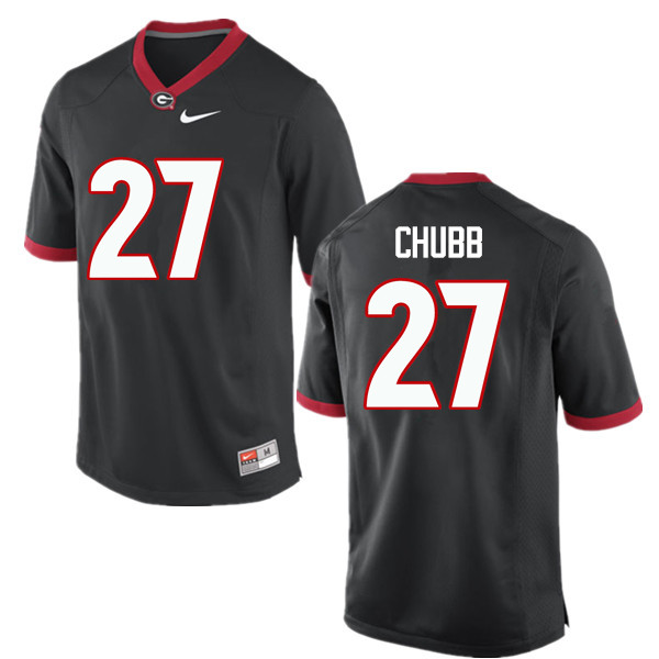 Men Georgia Bulldogs #27 Nick Chubb College Football Jerseys-Black - Click Image to Close